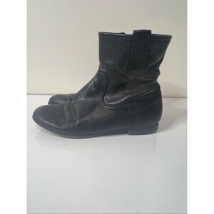 Frye Jillian Short Zip Leather Boots Black Sz 7